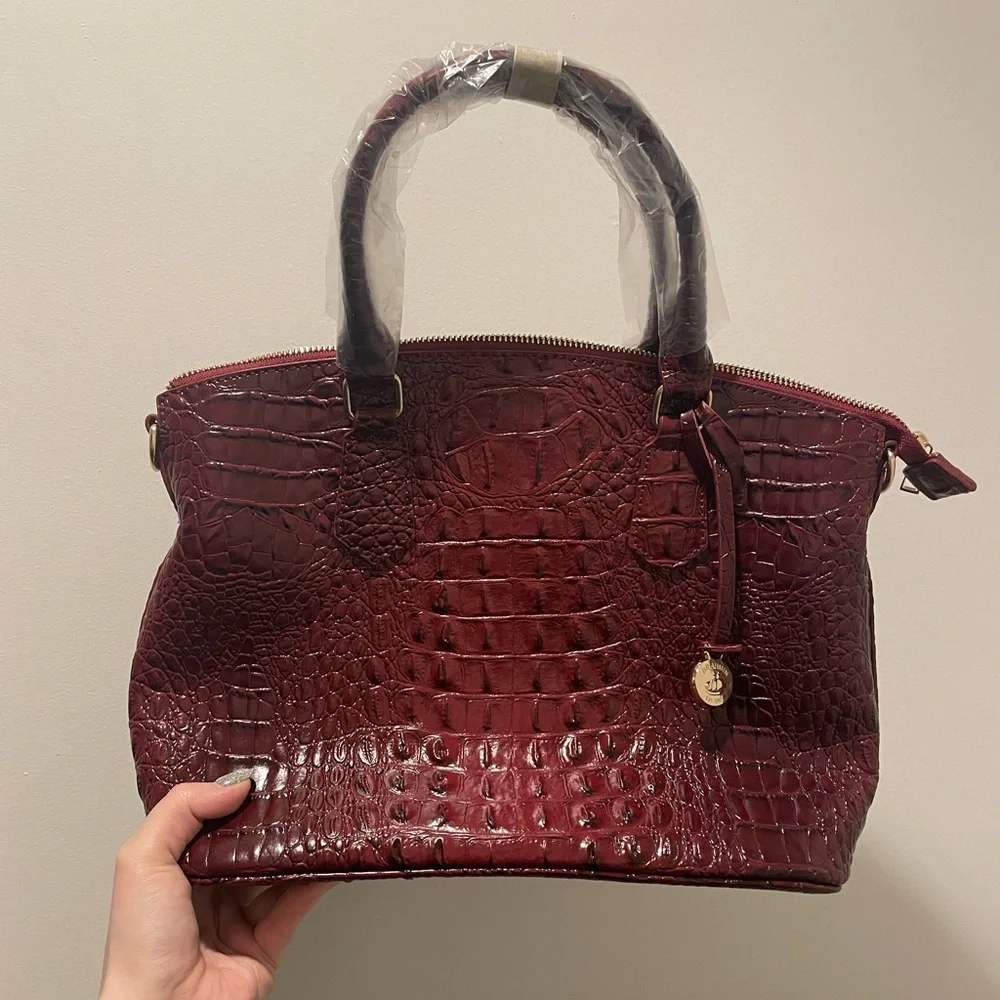 Brahmin Brown Crocodile Satchel Handbag with Removable Strap NWOT - Picture 2 of 7